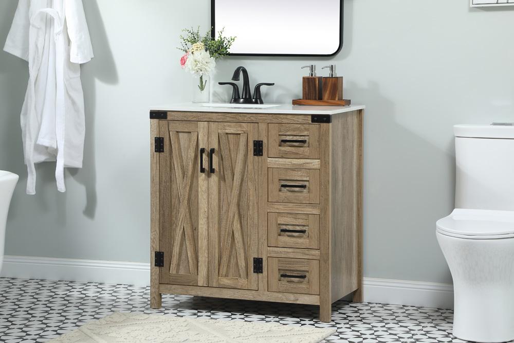 Elegant Furniture & Lighting - Grant 32 inch Single bathroom vanity in natural oak - VF90232NT veiw 3