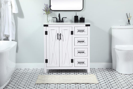 Elegant Furniture & Lighting - Grant 32 inch Single bathroom vanity in white - VF90232WH veiw 2