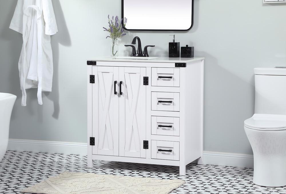 Elegant Furniture & Lighting - Grant 32 inch Single bathroom vanity in white - VF90232WH veiw 3