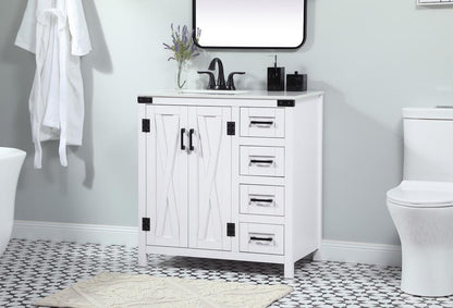 Elegant Furniture & Lighting - Grant 32 inch Single bathroom vanity in white - VF90232WH veiw 3
