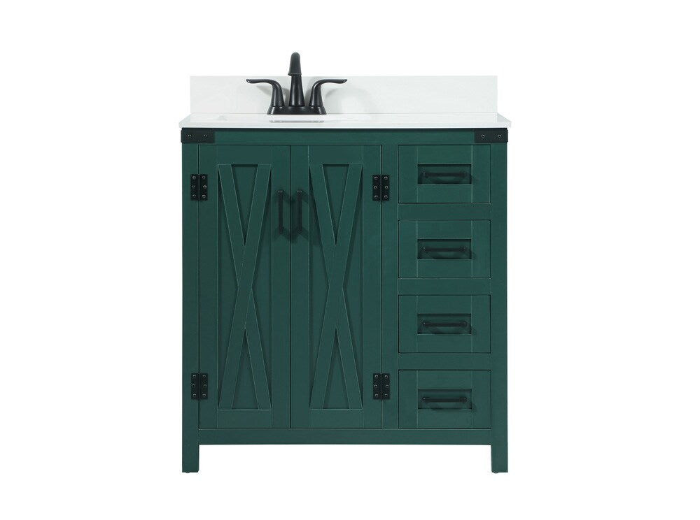 Elegant Furniture & Lighting - Grant 32 inch Single bathroom vanity in green with backsplash - VF90232MGN-BS veiw 1