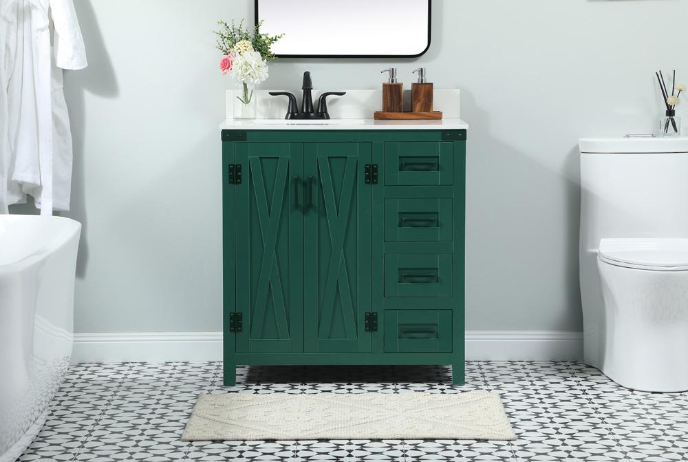 Elegant Furniture & Lighting - Grant 32 inch Single bathroom vanity in green with backsplash - VF90232MGN-BS veiw 2