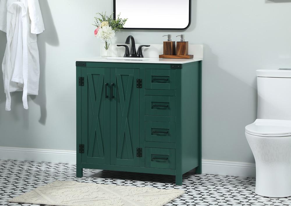 Elegant Furniture & Lighting - Grant 32 inch Single bathroom vanity in green with backsplash - VF90232MGN-BS veiw 3