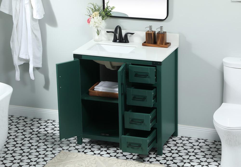 Elegant Furniture & Lighting - Grant 32 inch Single bathroom vanity in green with backsplash - VF90232MGN-BS veiw 4