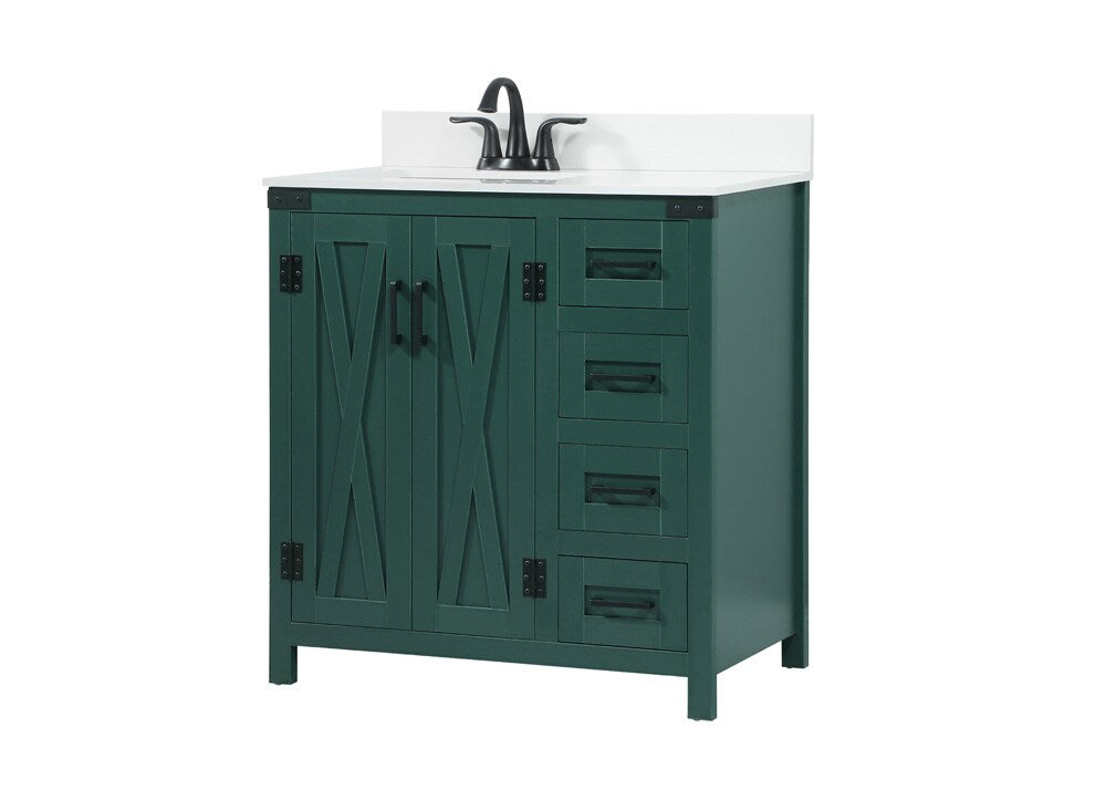 Elegant Furniture & Lighting - Grant 32 inch Single bathroom vanity in green with backsplash - VF90232MGN-BS veiw 8