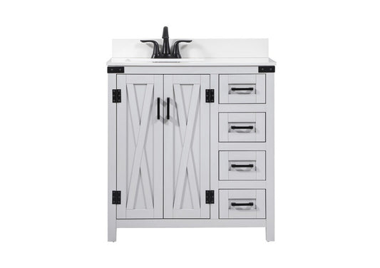 Elegant Furniture & Lighting - Grant 32 inch Single bathroom vanity in grey with backsplash - VF90232GR-BS veiw 1