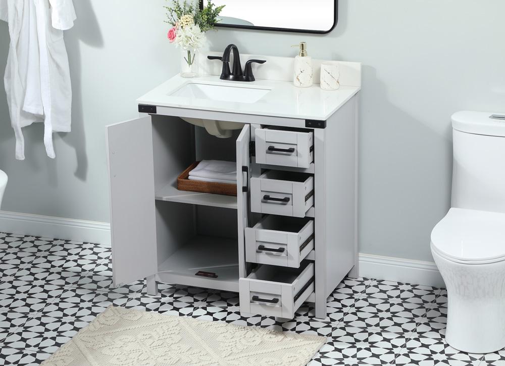 Elegant Furniture & Lighting - Grant 32 inch Single bathroom vanity in grey with backsplash - VF90232GR-BS veiw 4