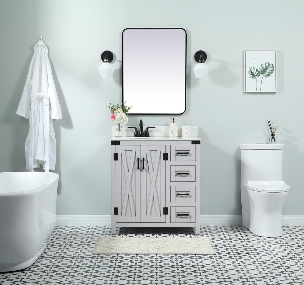 Elegant Furniture & Lighting - Grant 32 inch Single bathroom vanity in grey with backsplash - VF90232GR-BS veiw 5