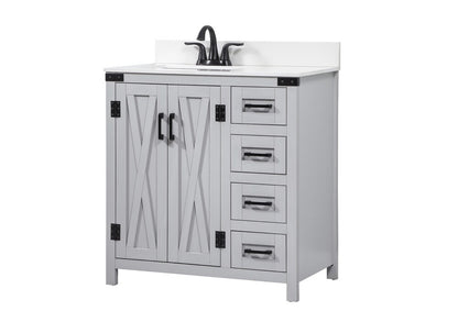 Elegant Furniture & Lighting - Grant 32 inch Single bathroom vanity in grey with backsplash - VF90232GR-BS veiw 9