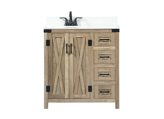 Elegant Furniture & Lighting - Grant 32 inch Single bathroom vanity in natural oak with backsplash - VF90232NT-BS veiw 1