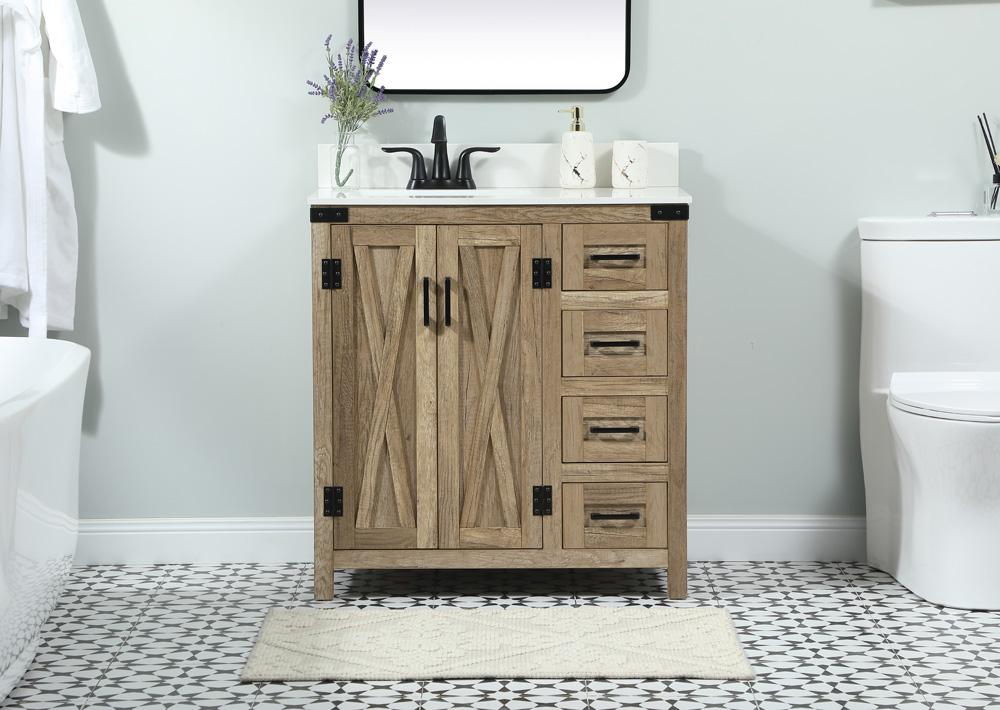 Elegant Furniture & Lighting - Grant 32 inch Single bathroom vanity in natural oak with backsplash - VF90232NT-BS veiw 2
