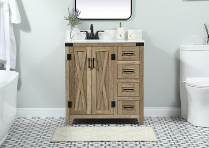 Elegant Furniture & Lighting - Grant 32 inch Single bathroom vanity in natural oak with backsplash - VF90232NT-BS veiw 2