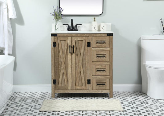 Elegant Furniture & Lighting - Grant 32 inch Single bathroom vanity in natural oak with backsplash - VF90232NT-BS veiw 2