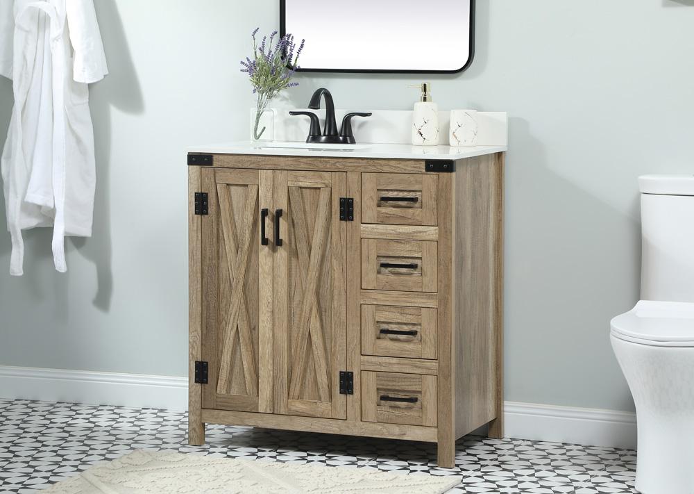 Elegant Furniture & Lighting - Grant 32 inch Single bathroom vanity in natural oak with backsplash - VF90232NT-BS veiw 3