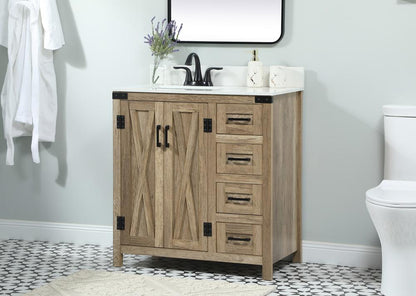 Elegant Furniture & Lighting - Grant 32 inch Single bathroom vanity in natural oak with backsplash - VF90232NT-BS veiw 3
