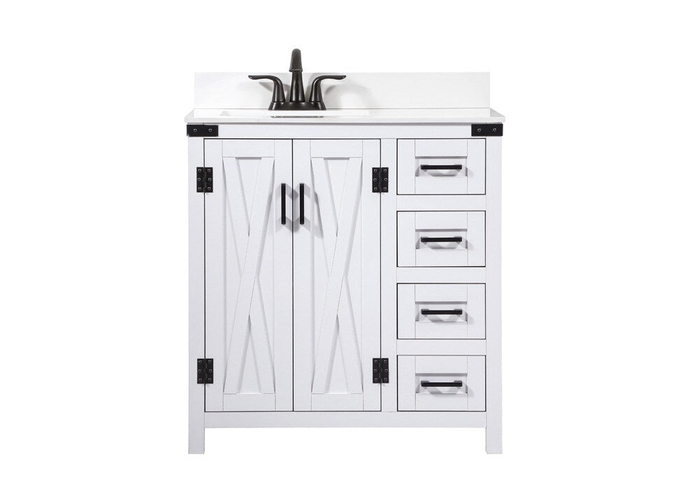 Elegant Furniture & Lighting - Grant 32 inch Single bathroom vanity in white with backsplash - VF90232WH-BS veiw 1