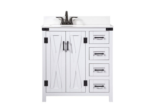 Elegant Furniture & Lighting - Grant 32 inch Single bathroom vanity in white with backsplash - VF90232WH-BS veiw 1