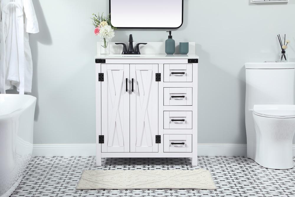 Elegant Furniture & Lighting - Grant 32 inch Single bathroom vanity in white with backsplash - VF90232WH-BS veiw 2