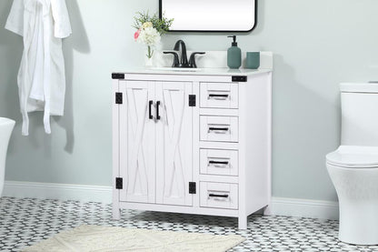 Elegant Furniture & Lighting - Grant 32 inch Single bathroom vanity in white with backsplash - VF90232WH-BS veiw 3