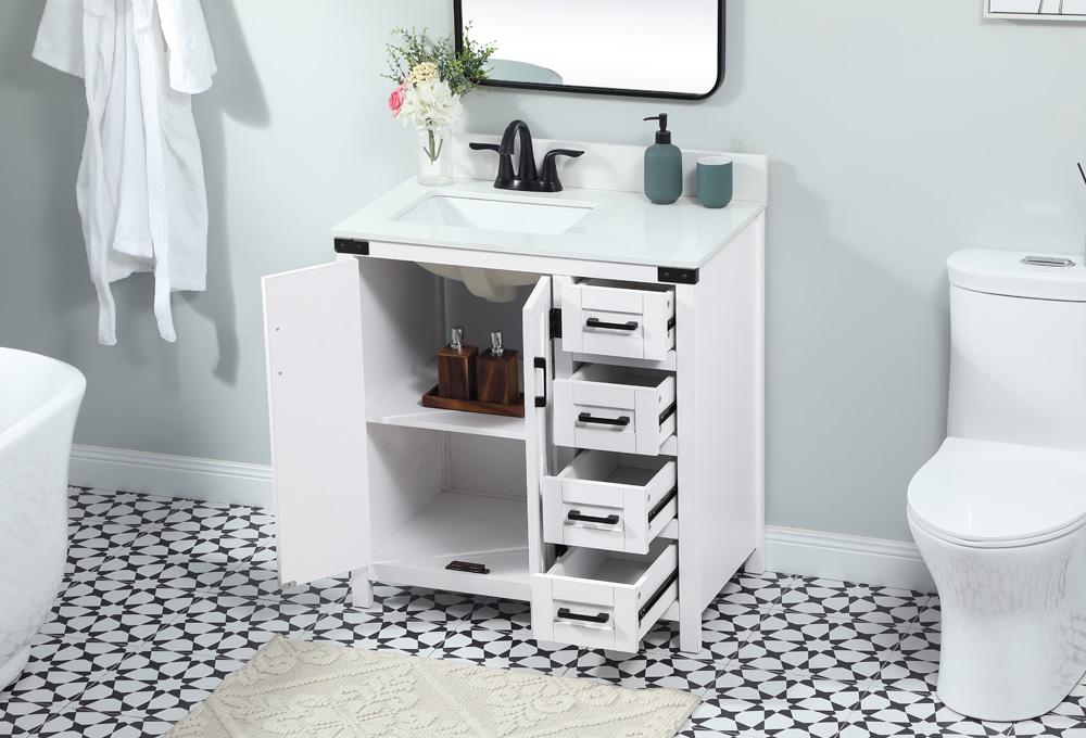 Elegant Furniture & Lighting - Grant 32 inch Single bathroom vanity in white with backsplash - VF90232WH-BS veiw 4