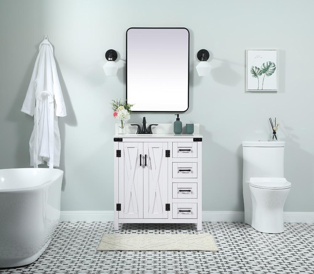 Elegant Furniture & Lighting - Grant 32 inch Single bathroom vanity in white with backsplash - VF90232WH-BS veiw 5