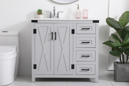 Elegant Furniture & Lighting - Grant 36 inch bathroom vanity in Grey - VF90236GR veiw 2