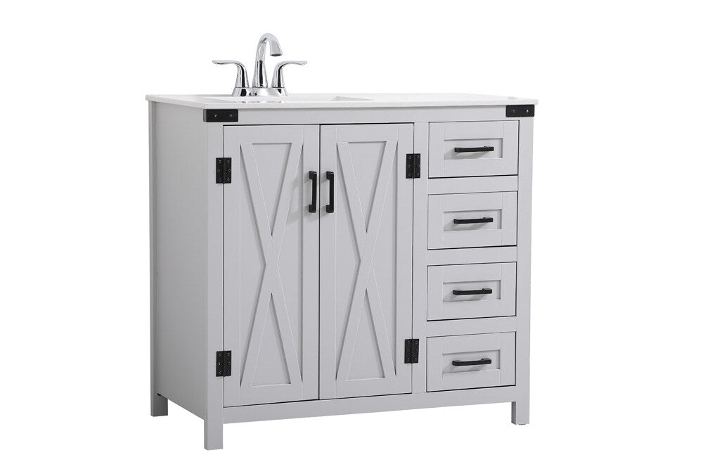 Elegant Furniture & Lighting - Grant 36 inch bathroom vanity in Grey - VF90236GR veiw 7