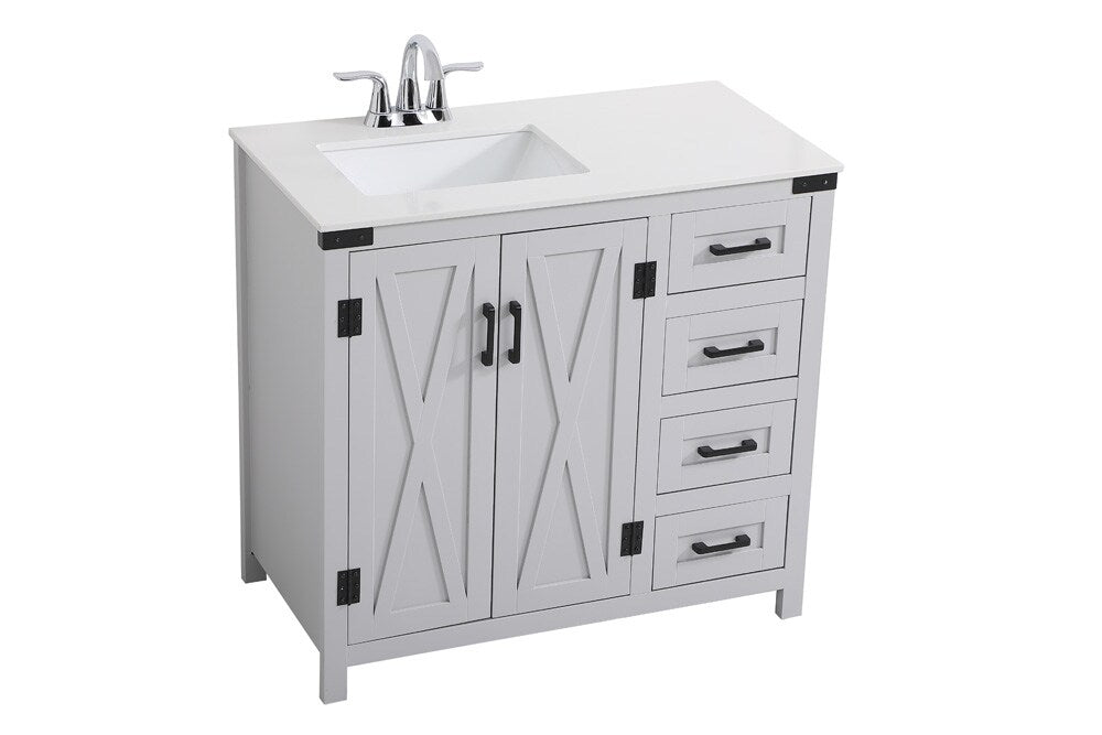 Elegant Furniture & Lighting - Grant 36 inch bathroom vanity in Grey - VF90236GR veiw 8