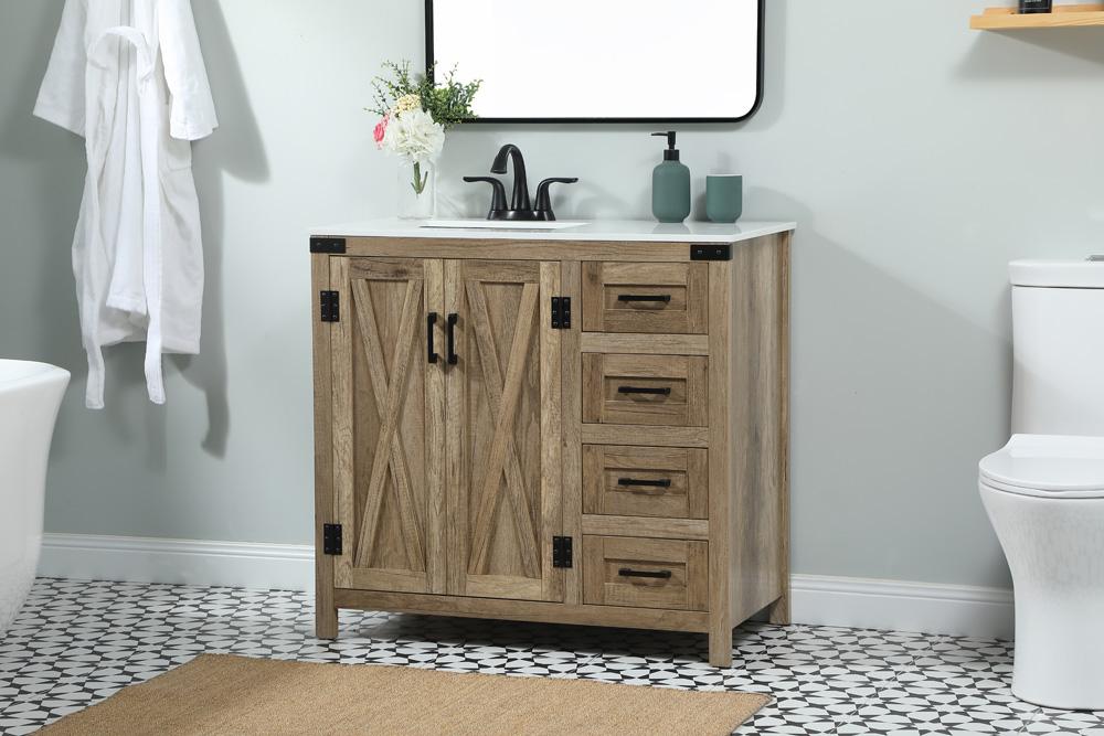 Elegant Furniture & Lighting - Grant 36 inch Single bathroom vanity in natural oak - VF90236NT veiw 3
