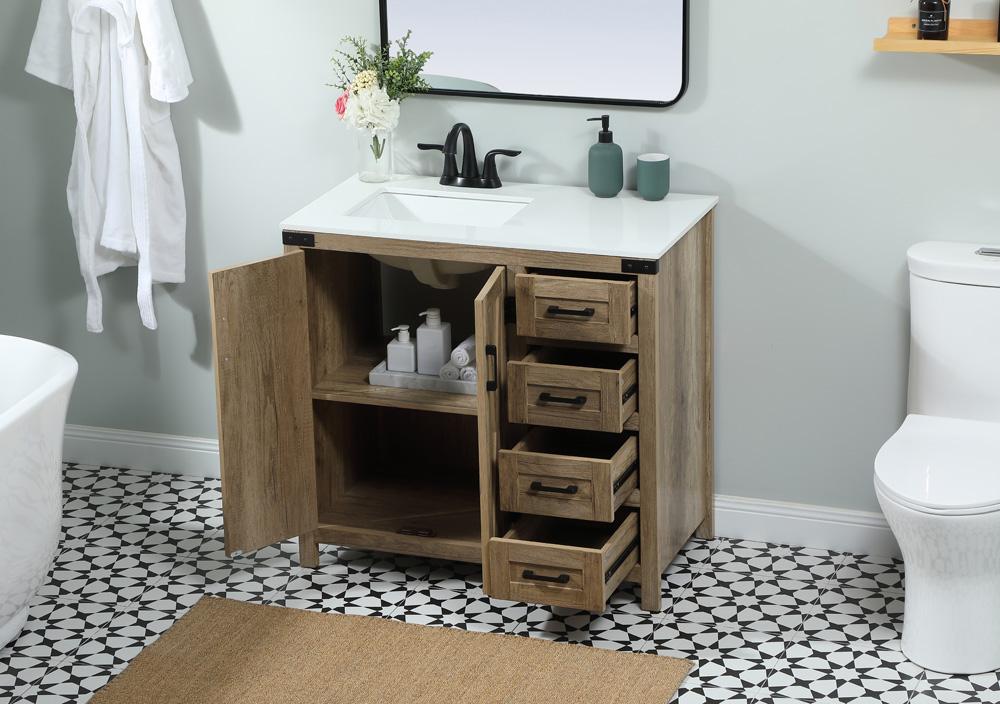 Elegant Furniture & Lighting - Grant 36 inch Single bathroom vanity in natural oak - VF90236NT veiw 4