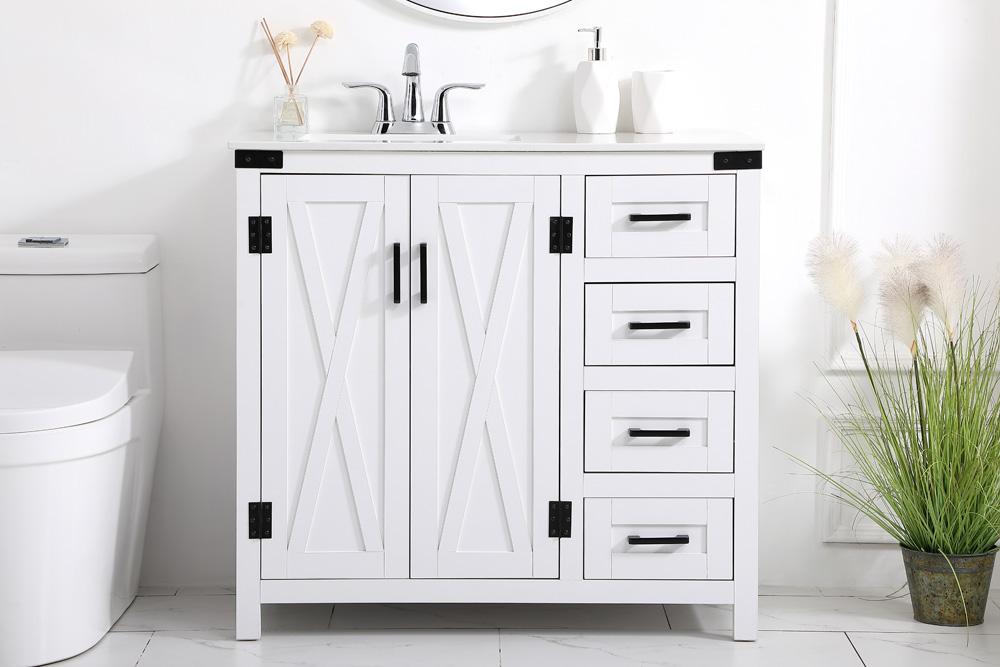 Elegant Furniture & Lighting - Grant 36 inch bathroom vanity in White - VF90236WH veiw 2