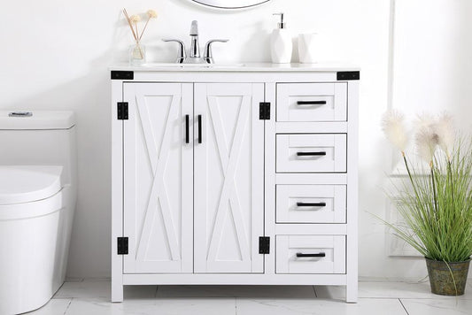 Elegant Furniture & Lighting - Grant 36 inch bathroom vanity in White - VF90236WH veiw 2