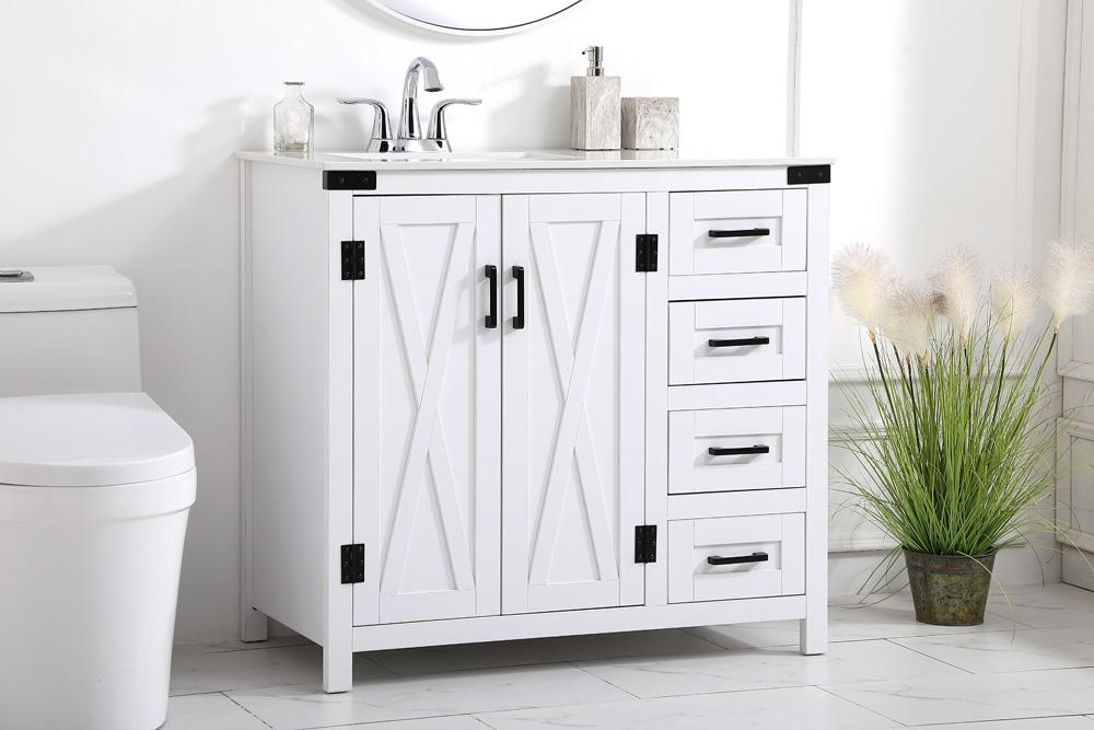 Elegant Furniture & Lighting - Grant 36 inch bathroom vanity in White - VF90236WH veiw 3