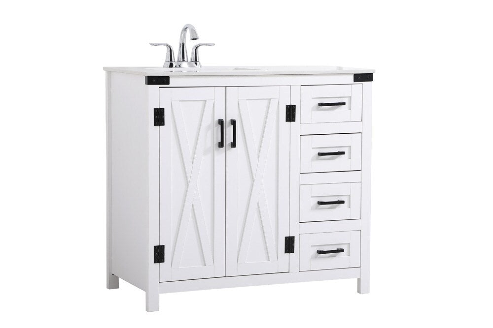 Elegant Furniture & Lighting - Grant 36 inch bathroom vanity in White - VF90236WH veiw 7