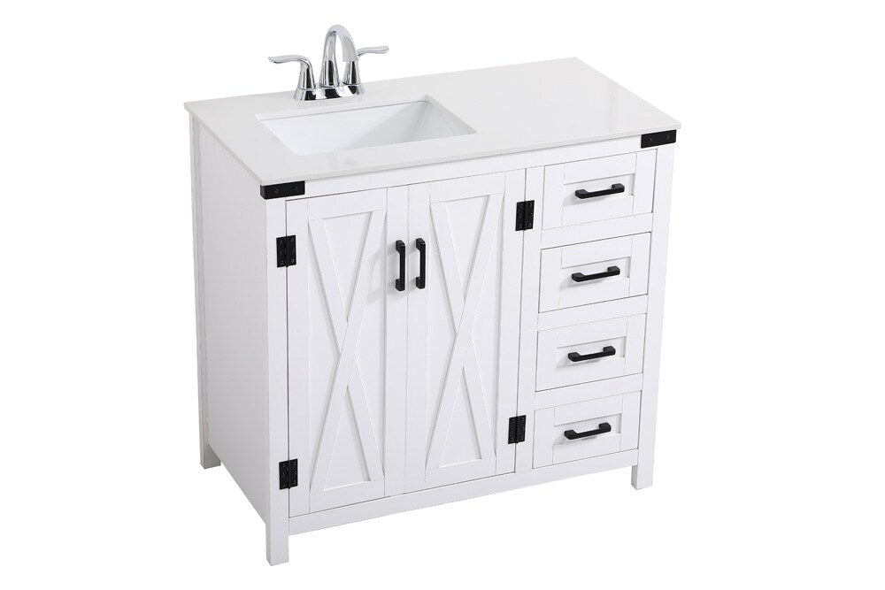 Elegant Furniture & Lighting - Grant 36 inch bathroom vanity in White - VF90236WH veiw 8