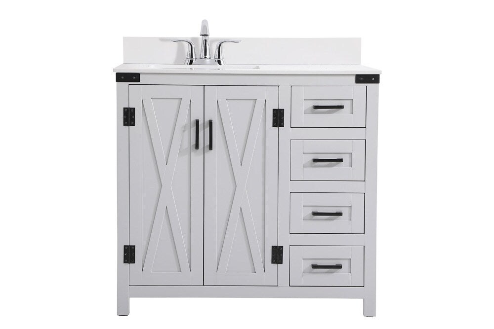 Elegant Furniture & Lighting - Grant 36 inch bathroom Vanity in Grey with Backsplash - VF90236GR-BS veiw 1