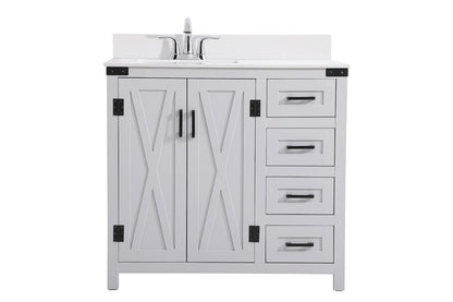 Elegant Furniture & Lighting - Grant 36 inch bathroom Vanity in Grey with Backsplash - VF90236GR-BS veiw 1