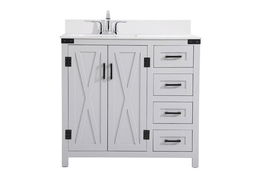 Elegant Furniture & Lighting - Grant 36 inch bathroom Vanity in Grey with Backsplash - VF90236GR-BS veiw 1