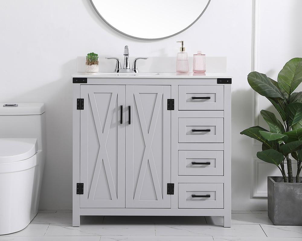 Elegant Furniture & Lighting - Grant 36 inch bathroom Vanity in Grey with Backsplash - VF90236GR-BS veiw 2