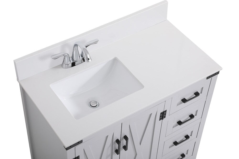 Elegant Furniture & Lighting - Grant 36 inch bathroom Vanity in Grey with Backsplash - VF90236GR-BS veiw 3