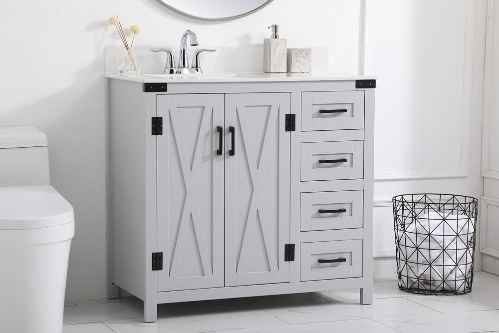 Elegant Furniture & Lighting - Grant 36 inch bathroom Vanity in Grey with Backsplash - VF90236GR-BS veiw 8