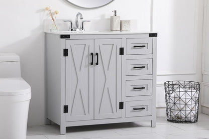 Elegant Furniture & Lighting - Grant 36 inch bathroom Vanity in Grey with Backsplash - VF90236GR-BS veiw 8