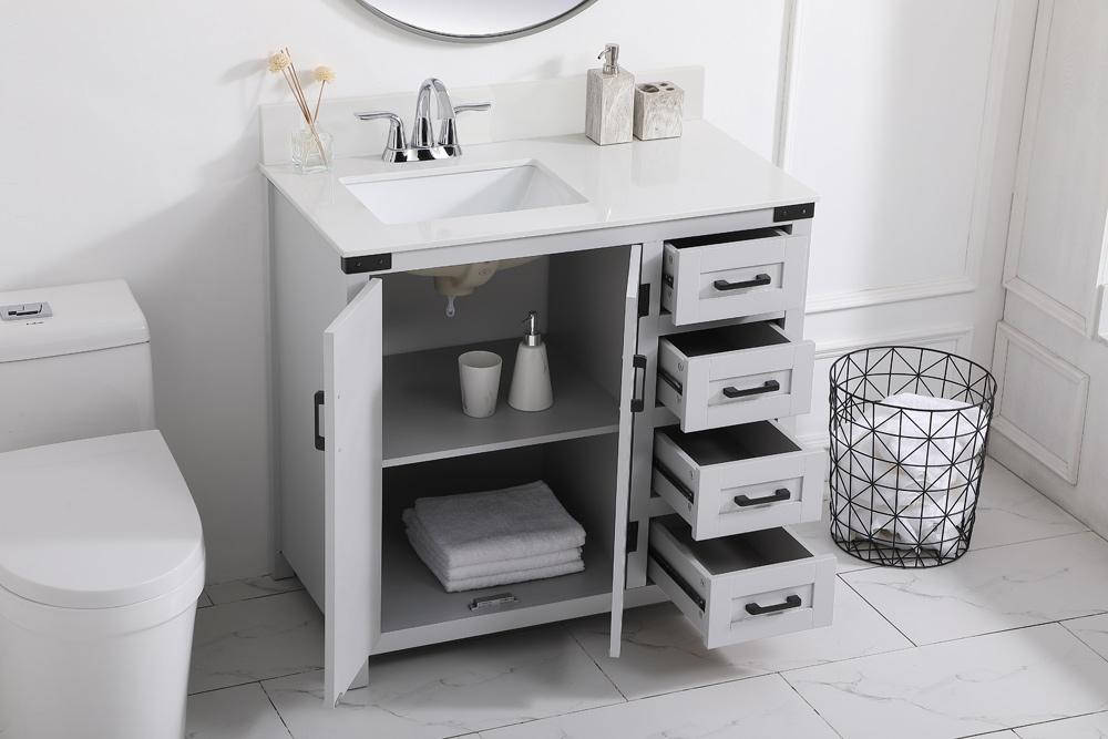Elegant Furniture & Lighting - Grant 36 inch bathroom Vanity in Grey with Backsplash - VF90236GR-BS veiw 9