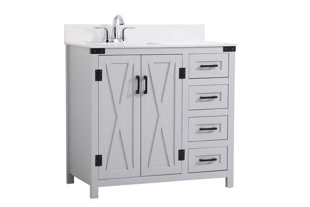 Elegant Furniture & Lighting - Grant 36 inch bathroom Vanity in Grey with Backsplash - VF90236GR-BS veiw 13