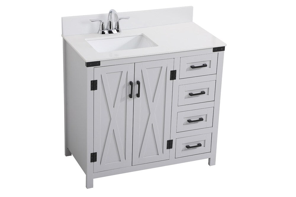Elegant Furniture & Lighting - Grant 36 inch bathroom Vanity in Grey with Backsplash - VF90236GR-BS veiw 14