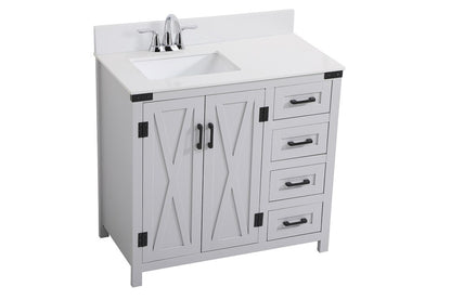 Elegant Furniture & Lighting - Grant 36 inch bathroom Vanity in Grey with Backsplash - VF90236GR-BS veiw 14