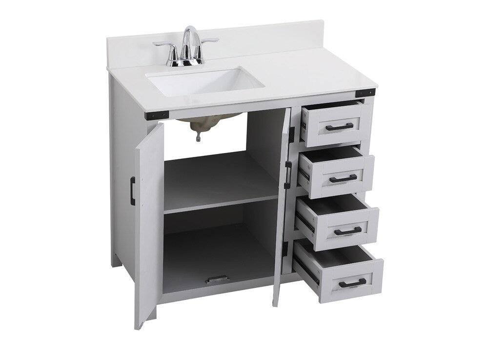 Elegant Furniture & Lighting - Grant 36 inch bathroom Vanity in Grey with Backsplash - VF90236GR-BS veiw 15