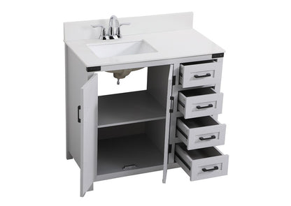 Elegant Furniture & Lighting - Grant 36 inch bathroom Vanity in Grey with Backsplash - VF90236GR-BS veiw 15