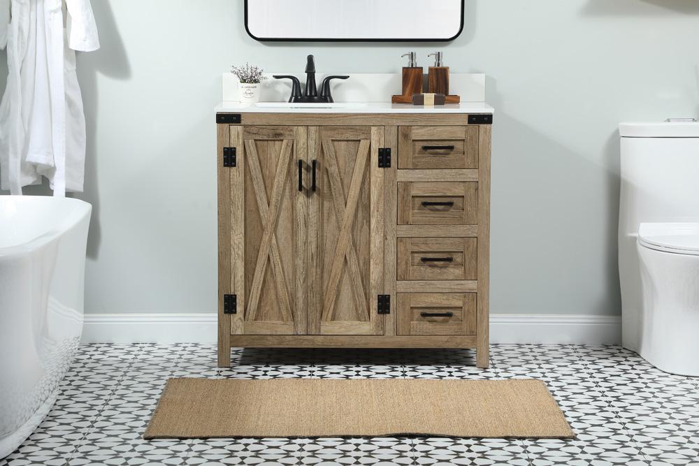 Elegant Furniture & Lighting - Grant 36 inch Single bathroom vanity in natural oak with backsplash - VF90236NT-BS veiw 2