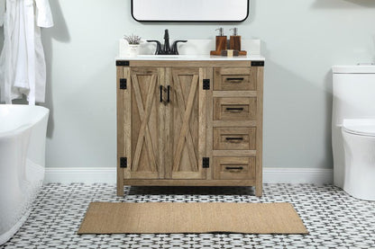 Elegant Furniture & Lighting - Grant 36 inch Single bathroom vanity in natural oak with backsplash - VF90236NT-BS veiw 2
